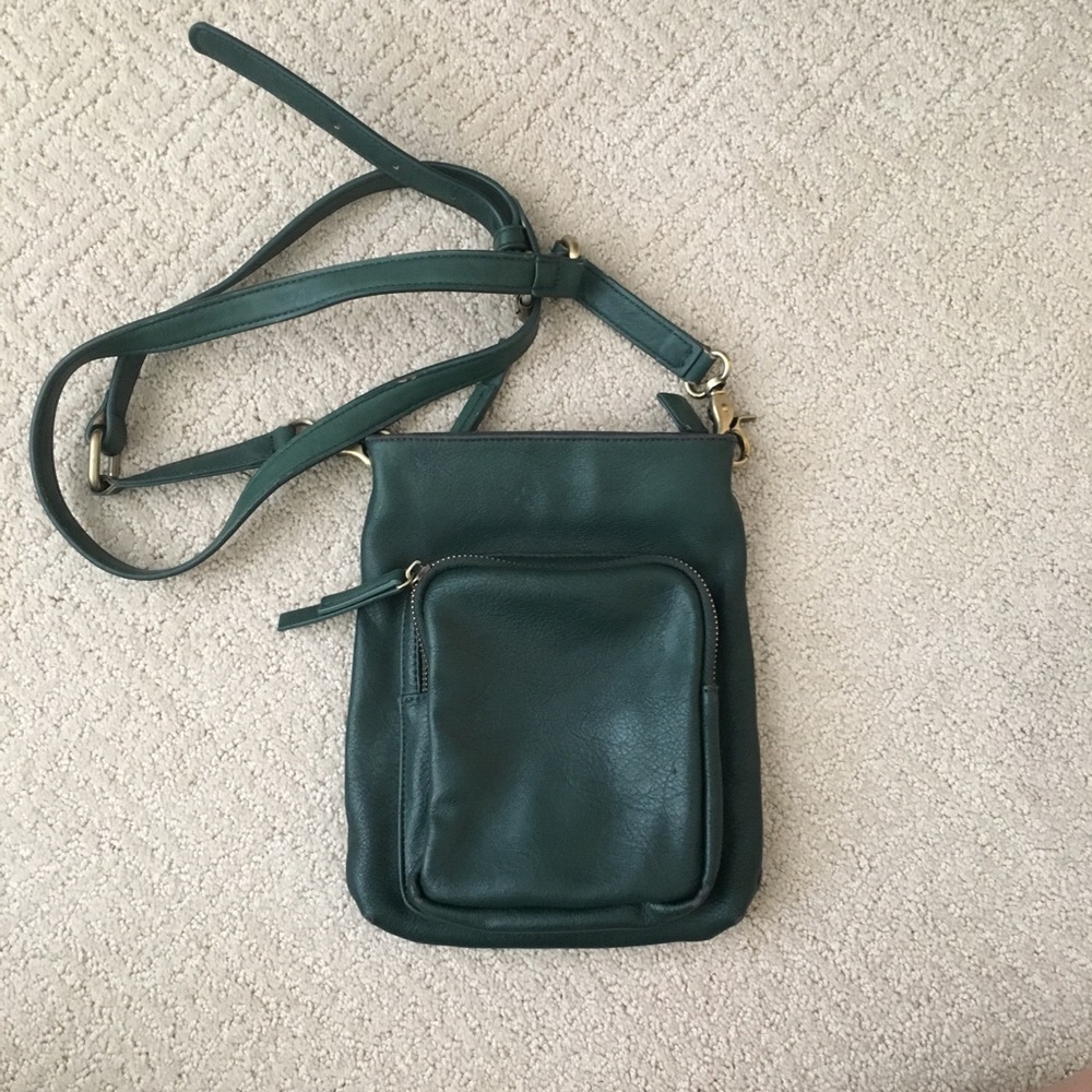 Green Faux Leather Cross Body Bag